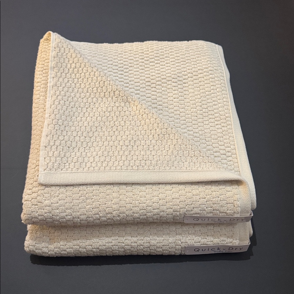 2pc TRULY LOU Quick Dry Zero Twist Cotton Bath Towel Set - Birch - Bone - Picture 2 of 6